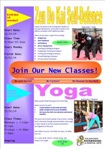 Why not join our new Monday morning Zen Do Kai class or our Monday and Friday evening Yoga classes!